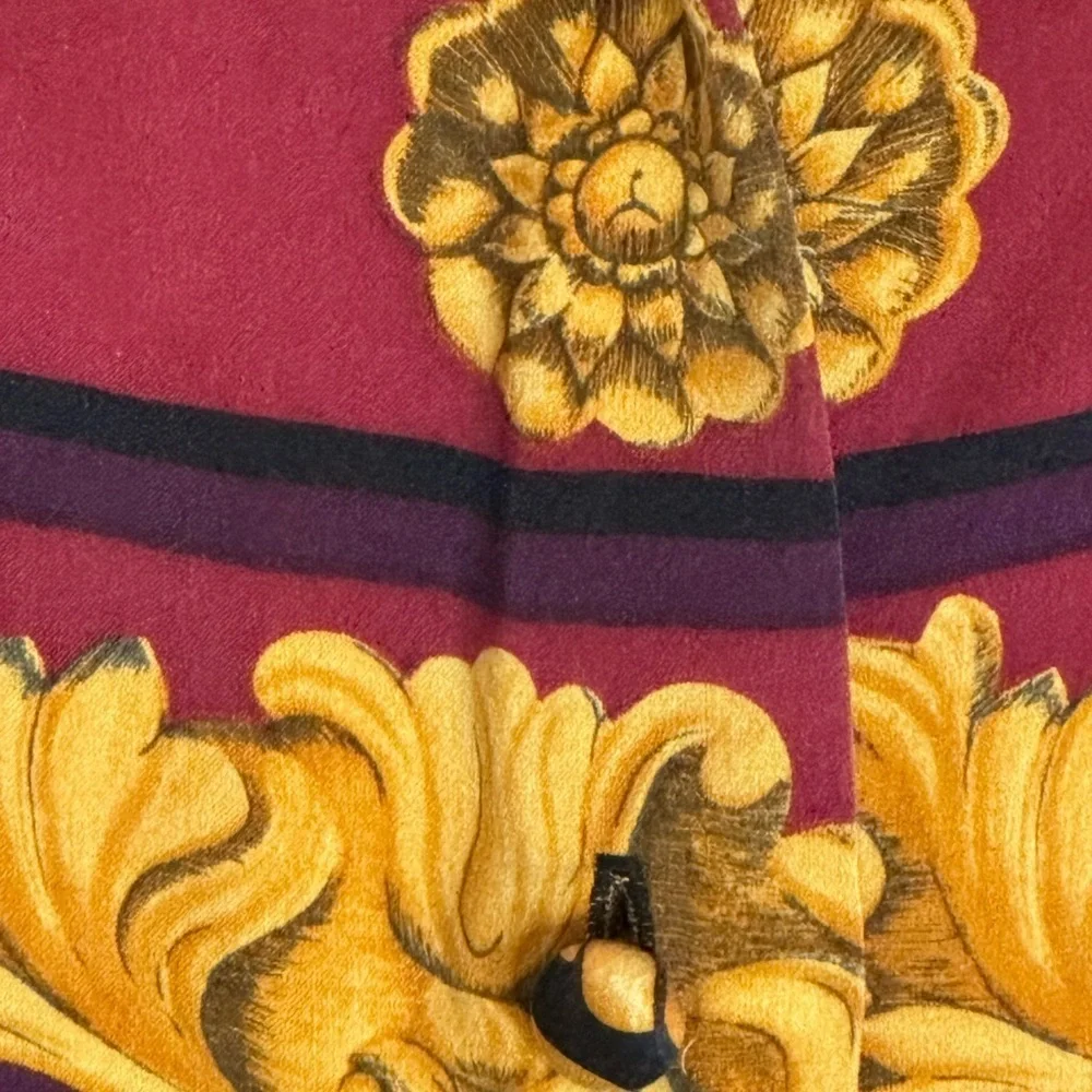 COREY B. New‎ York Silk Button Down Top Shirt Size 6 Wild Barocco Print Work VTG - Picture 5 of 6